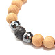 Bracelet extensible en perles rondes en bois naturel(BJEW-JB07807)-5