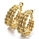 Brass Half Round Beaded Thick Hoop Earrings for Women(EJEW-D067-03G)-1