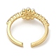 Flower Rack Plating Brass Micro Pave Cubic Zirconia Cuff Finger Rings for Women(RJEW-C114-05G)-3