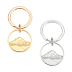 2Pcs 2 Colors Round Ring with Mountain 304 Stainless Steel Pendant Keychain(KEYC-UN0001-15)-1