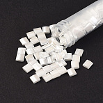 MIYUKI TILA Beads, Japanese Seed Beads, 2-Hole, (TL420) White Pearl Ceylon, 5x5x1.9mm, Hole: 0.8mm, about 590pcs/50g(SEED-X0054-TL420)
