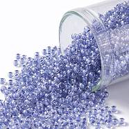 TOHO Round Seed Beads, Japanese Seed Beads, (988) Inside Color Crystal/Lilac Lined, 11/0, 2.2mm, Hole: 0.8mm, about 1110pcs/10g(X-SEED-TR11-0988)