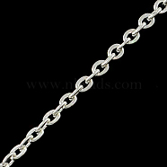 Iron Cable Chains, Unwelded, with Spool, Flat Oval, Silver Color Plated, 3.6x2.8x0.6mm, about 328.08 Feet(100m)/roll(CH-R078-13S)