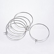 Brass Wine Glass Charm Rings Hoop Earrings, Platinum Color, Nickel Free, 20 Gauge, 35x0.8mm(X-EC067-4NF)