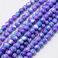 Synthetic Ocean White Jade Beads Strands, Dyed, Round, Medium Slate Blue, 6mm, Hole: 1mm, about 66pcs/strand, 15.74 inch(G-L019-6mm-04)