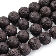 Synthetic Lava Rock Beads Strands, Dyed, Round, Coconut Brown, 10mm, Hole: 1mm, about 39pcs/strand, 14.96 inch(38cm)(G-S247-10mm-12-1)