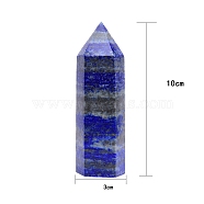 Point Tower Natural Lapis Lazuli Home Display Decoration, Healing Stone Wands, for Reiki Chakra Meditation Therapy Decos, Hexagon Prism, 100x30mm(PW-WG18358-05)