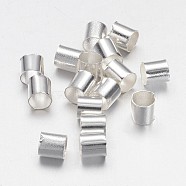 Brass Crimp Beads, Tube, Cadmium Free & Nickel Free & Lead Free, Silver Color Plated, 3x3mm, Hole: 2.5mm(KK-L017-S)