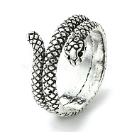 Snake Alloy Wrap Open Cuff Rings, Lead Free & Cadmium Free, Antique Silver, 7~14mm, Inner Diameter: 19mm(RJEW-K275-85AS)