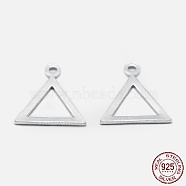 925 Sterling Silver Charms, Triangle, Silver, 11x10x0.5mm, Hole: 1mm(STER-I014-16S)