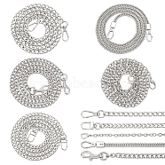 WADORN 5Pcs 5 Styles Alloy & Iron Chain Bag Straps, with Clasp, Platinum, 1000~1012mm, 1pc/style(DIY-WR0003-11)