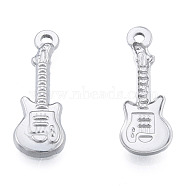201 Stainless Steel Pendants, Guitar, Stainless Steel Color, 25.5x9x2mm, Hole: 1.6mm(STAS-N098-173P)