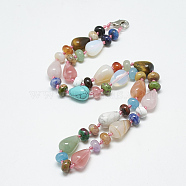 Natural & Synthetic Gemstone Beaded Necklaces, with Alloy Lobster Clasps, Teardrop, 18.1 inch~18.5 inch(46~47cm)(NJEW-S389-24)