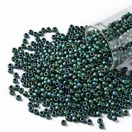 TOHO Round Seed Beads, Japanese Seed Beads, (706) Matte Color Iris Teal, 8/0, 3mm, Hole: 1mm, about 222pcs/bottle, 10g/bottle(SEED-JPTR08-0706)
