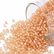 TOHO Round Seed Beads, Japanese Seed Beads, (301) Inside Color Light Topaz/Peach Lined, 11/0, 2.2mm, Hole: 0.8mm, about 5555pcs/50g(SEED-XTR11-0301)