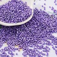 Baking Paint Glass Seed Beads, Cylinder, Medium Purple, 2x1.5mm, Hole: 1mm, about 5599pcs/50g(X-SEED-S042-15B-32)