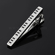 Piano Keys Stainless Steel Tie Clips, Suit and Tie Accessories, Platinum, 55x20mm(PW-WG66970-02)