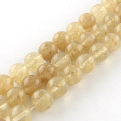 Coffee Watermelon Stone Glass Round Bead Strands, Cornsilk, 8mm, Hole: 1mm, about 48pcs/strand, 14.9 inch(G-R342-8mm-18)