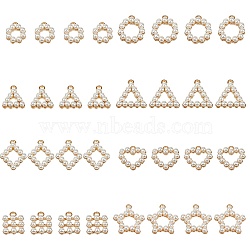 Plastic Imitation Pearl Big Pendants, with Alloy Loop, Mixed Shapes, Golden, 74x72x17mm, 32pcs/Box(PALLOY-NB0001-71)