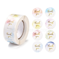 1 Inch Thank You Stickers, Self-Adhesive Stickers, Roll Sticker, Flat Round with Word Thank You, for Party Decorative Presents, Colorful, 2.5cm, 500pcs/roll(X-DIY-P037-A01)