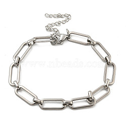 304 Stainless Steel Oval Link Chains Bracelets for Men & Women, Stainless Steel Color, 7-5/8 inch(19.5cm)(BJEW-D042-21P)