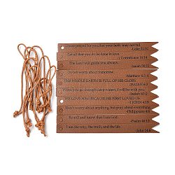 Leather Bookmarks Sets, Religion Scripture Bookmark, Bible Page Marker for Christian, with Rope, Saddle Brown, 15x1.3x0.15cm, 10pcs(DIY-WH0430-006A)