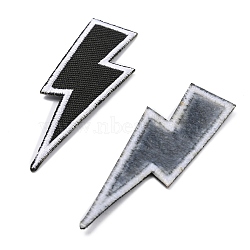 Lightning Bolt Polyester Computerized Embroidery Iron on Patches, Appliques, Black, 63x20x1mm(PATC-WH0001-78B)