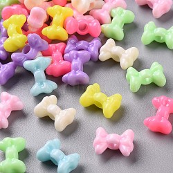 Opaque Acrylic Beads, Bowknot, Mixed Color, 11x15x7mm, Hole: 4mm, about 1010pcs/500g(TACR-S154-41D)