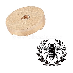 DIY Scrapbook, Brass Wax Seal Stamp Head, for Cake/Wood/Leather, Flat Round, Golden, Bees Pattern, 40mm(AJEW-WH0151-010)
