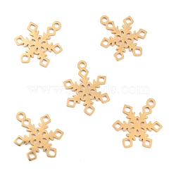 Ion Plating(IP) 201 Stainless Steel Pendants, Snowflake, Golden, 23x17.5x1mm, Hole: 2mm(STAS-K003-13G-01)