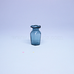 High Borosilicate Glass Vase Miniature Ornaments, Micro Landscape Garden Dollhouse Accessories, Pretending Prop Decorations, with Wavy Edge, Teal, 25x40mm(BOTT-PW0001-149D)