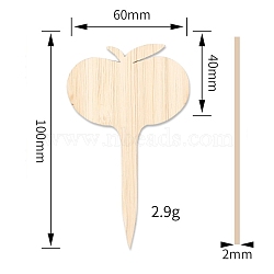 Apple-shaped Wooden Plant Inserting Labels, for Outdoor Flower Garden Sign Tags, Antique White, 100x60x2mm(FIND-TAC0003-21)