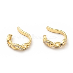 Clear Cubic Zirconia Infinity Cuff Earrings, Brass Jewelry for Non-pierced Ears, Cadmium Free & Lead Free, Golden, 16x13x3mm(EJEW-G295-09G)