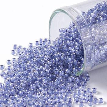 TOHO Round Seed Beads, Japanese Seed Beads, (988) Inside Color Crystal/Lilac Lined, 11/0, 2.2mm, Hole: 0.8mm, about 1110pcs/10g