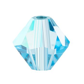 Preciosa&reg Crystal Beads, Czech Crystal, Bicone(451 69 302 Rondelle), 60000 200 Aquamarine AB, 5mm, Hole: 1mm