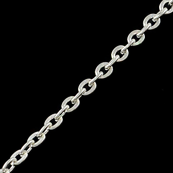 Iron Cable Chains, Unwelded, with Spool, Flat Oval, Silver Color Plated, 3.6x2.8x0.6mm, about 328.08 Feet(100m)/roll