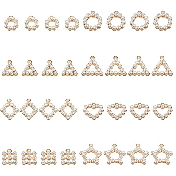 Plastic Imitation Pearl Big Pendants, with Alloy Loop, Mixed Shapes, Golden, 74x72x17mm, 32pcs/Box