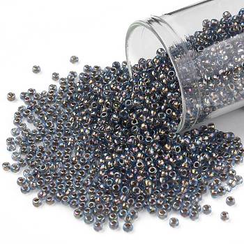 TOHO Round Seed Beads, Japanese Seed Beads, (997) Gilt Lined AB Light Sapphire, 11/0, 2.2mm, Hole: 0.8mm, about 1110pcs/bottle, 10g/bottle
