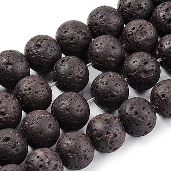 Synthetic Lava Rock Beads Strands, Dyed, Round, Coconut Brown, 10mm, Hole: 1mm, about 39pcs/strand, 14.96 inch(38cm)