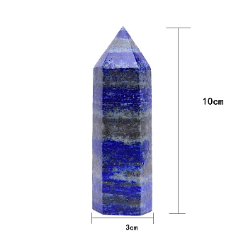 Point Tower Natural Lapis Lazuli Home Display Decoration, Healing Stone Wands, for Reiki Chakra Meditation Therapy Decos, Hexagon Prism, 100x30mm