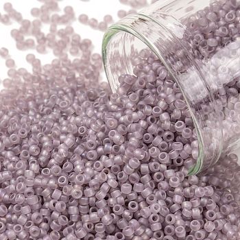 TOHO Round Seed Beads, Japanese Seed Beads, (166F) Transparent AB Frost Light Amethyst, 15/0, 1.5mm, Hole: 0.7mm, about 15000pcs/50g