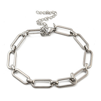 304 Stainless Steel Oval Link Chains Bracelets for Men & Women, Stainless Steel Color, 7-5/8 inch(19.5cm)