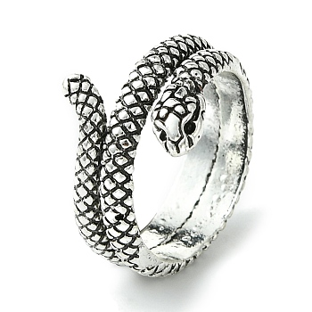 Snake Alloy Wrap Open Cuff Rings, Lead Free & Cadmium Free, Antique Silver, 7~14mm, Inner Diameter: 19mm