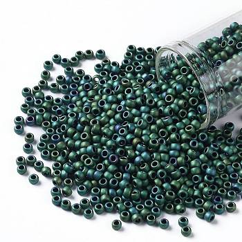 TOHO Round Seed Beads, Japanese Seed Beads, (706) Matte Color Iris Teal, 8/0, 3mm, Hole: 1mm, about 222pcs/bottle, 10g/bottle