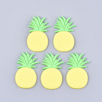 PVC Plastic Cabochons, Pineapple, Yellow, 43x26x2.5mm