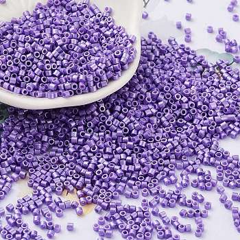 Baking Paint Glass Seed Beads, Cylinder, Medium Purple, 2x1.5mm, Hole: 1mm, about 5599pcs/50g