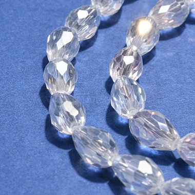 1 brin galvanoplastie des brins de perles en forme de larme à facettes en verre(X-EGLA-D015-12x8mm-01)-2
