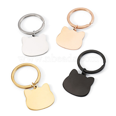 4Pcs 4 Styles Stainless Steel Keychains(KEYC-TA0004-81E)-2
