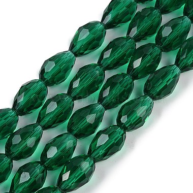 Dark Green Teardrop Glass Beads