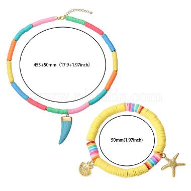 Bracelets extensibles et ensembles de bijoux collier pendentif(SJEW-SZ0001-003)-3